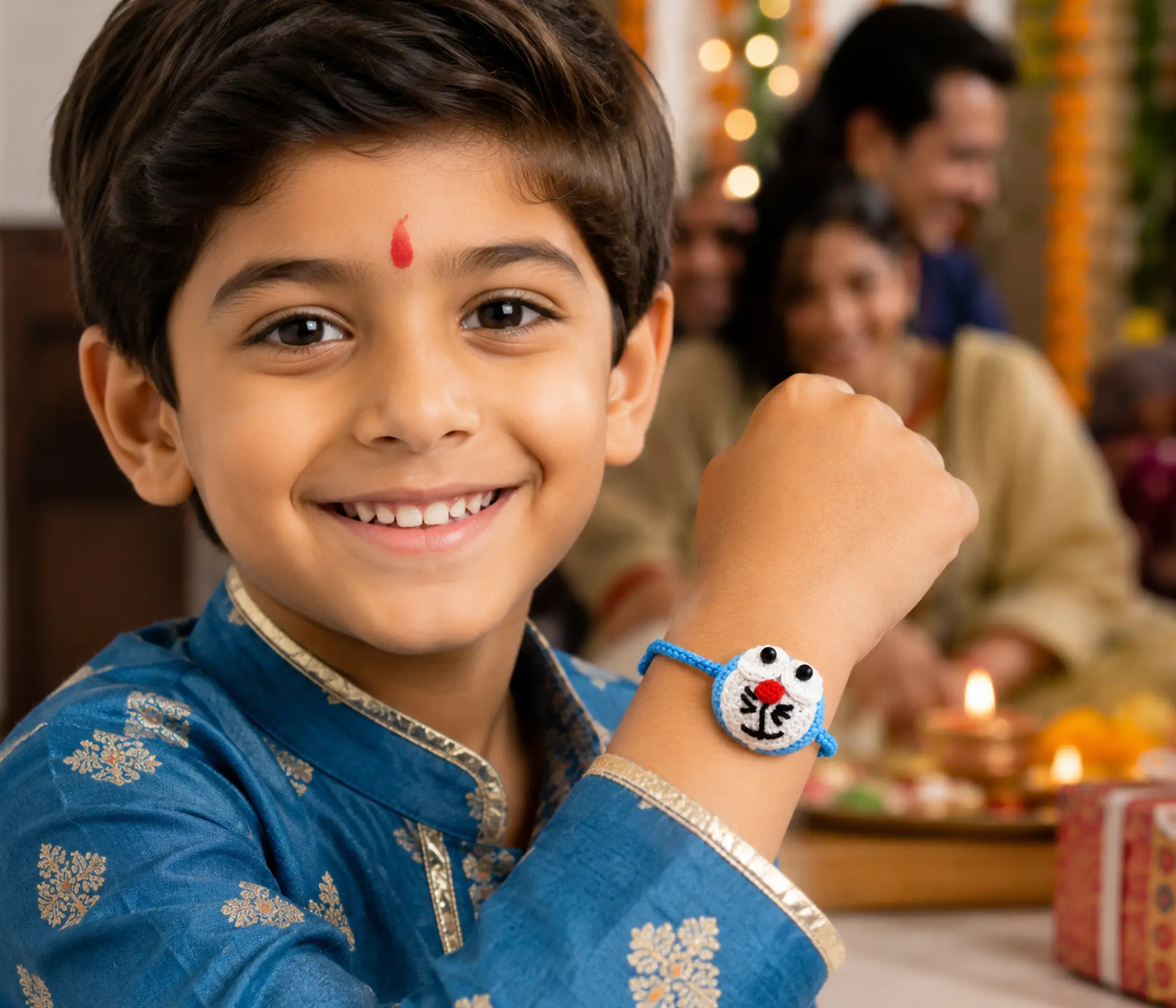 Doraemon Inspired Handcrafted Kids Crochet Rakhi